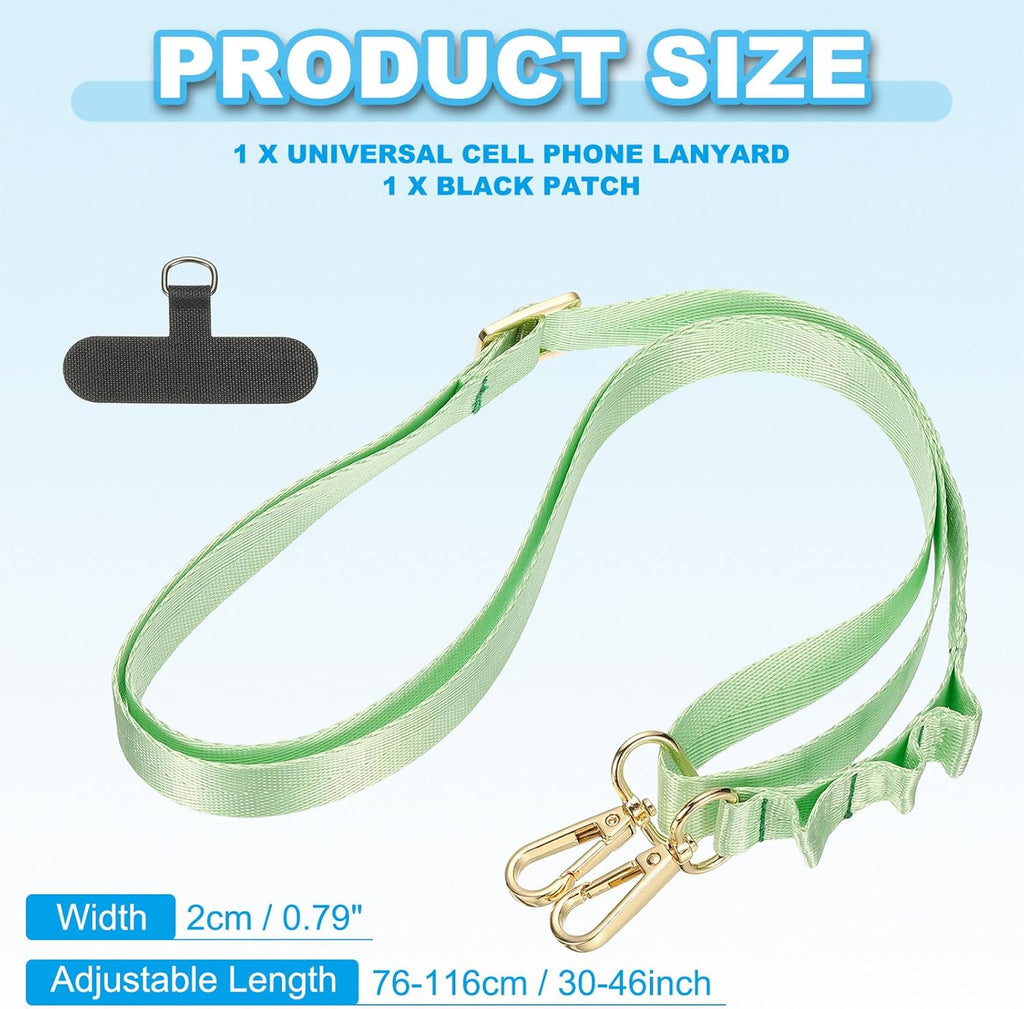 PATIKIL Universal Cell Phone Lanyard, Adjustable Crossbody Phone Strap Anti-Theft Polyester Neck Lanyard with Patches for Concerts Gym Travel Secure Hands-Free Carry, Green