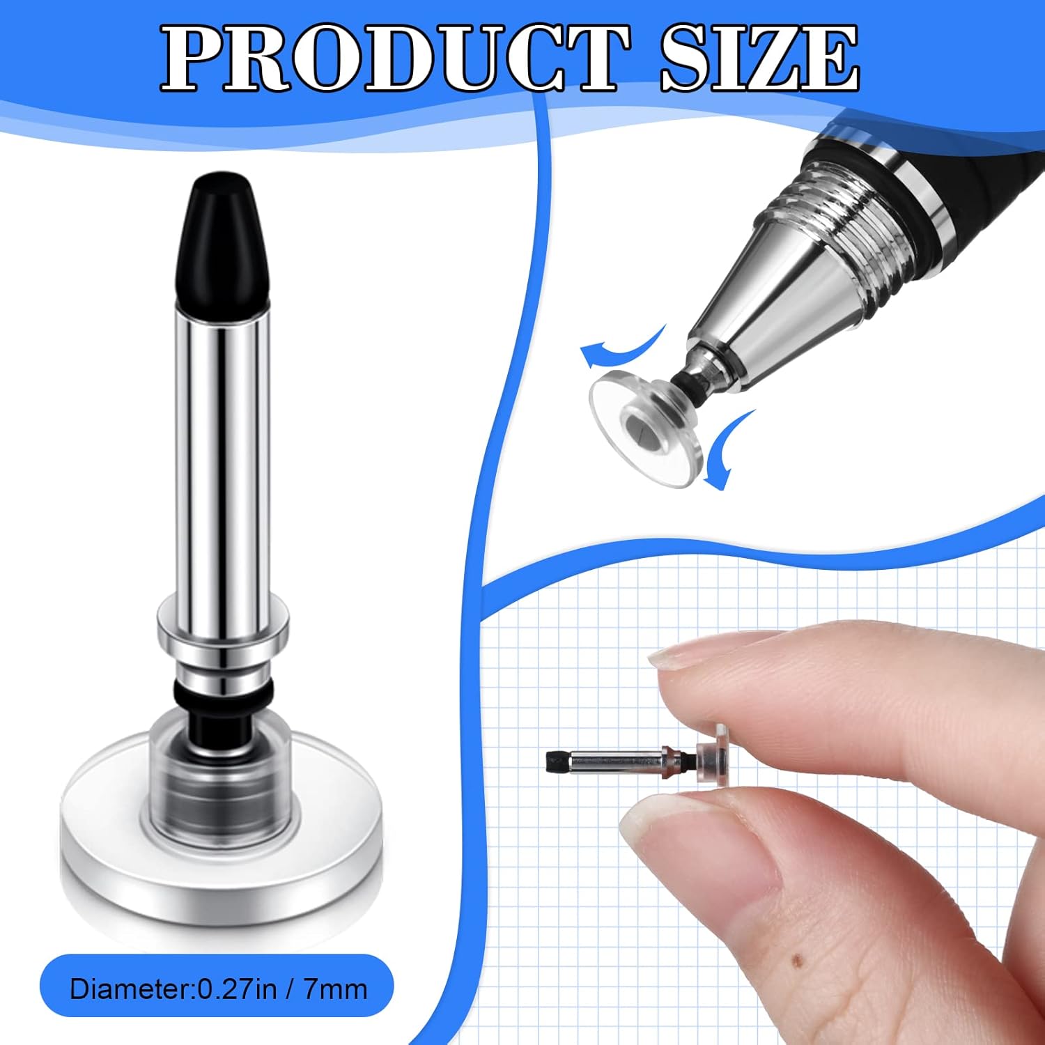 Yexiya 36 Pieces Stylus Pen Tips Replacement Tips Only High Precision Replaceable Stylus Pen Disc Tops Universal Round Shape Penpoint for Touch Screen Devices Daily Using Supplies