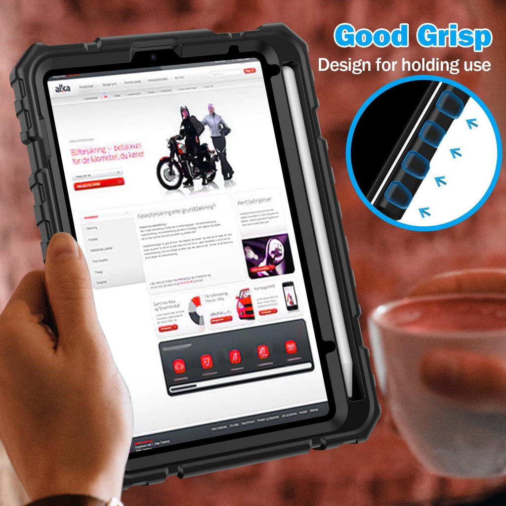 Grifobes Case for iPad Mini 7 (A17 Pro) 2024 / Mini 6 2021 8.3 inch, Heavy Duty Shockproof Rugged Cover with Pencil Holder Stand, for I Pad Mini 7th/6th Gen 8.3" Case for Kids Boys (Black)