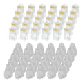 MECCANIXITY 100pcs Cat6 RJ45 Pass Through Connectors, RJ45 Connector 8P8C Gold Plated Plugs with 100pcs Light Grey Strain Relief Boots for Solid or Stranded UTP Ethernet Cable, 1.1mm