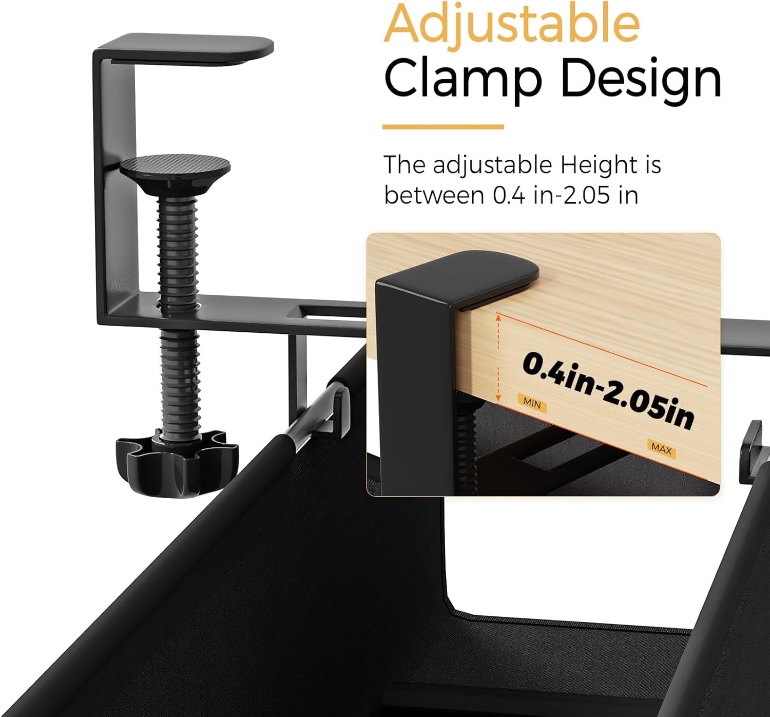 Under Desk Cable Management Tray 27.2" - No Drill Computer Wire Organizer Cable Tray, Cord Hider Clamp Mount with 16X Cable Ties PC Cables Management Cord Holder for Office/Home (Upgrade Fabric,Black)