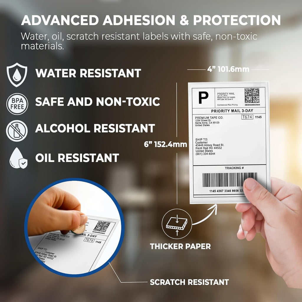 Rockin Rolls Thermal Shipping Labels (Total 2000) - 4 Packs of 500 Fanfold Direct 4x6 Thermal Labels. Thick Commercial Grade, Waterproof, Smudge Proof Mailing and Address Label, and Strong Adhesive