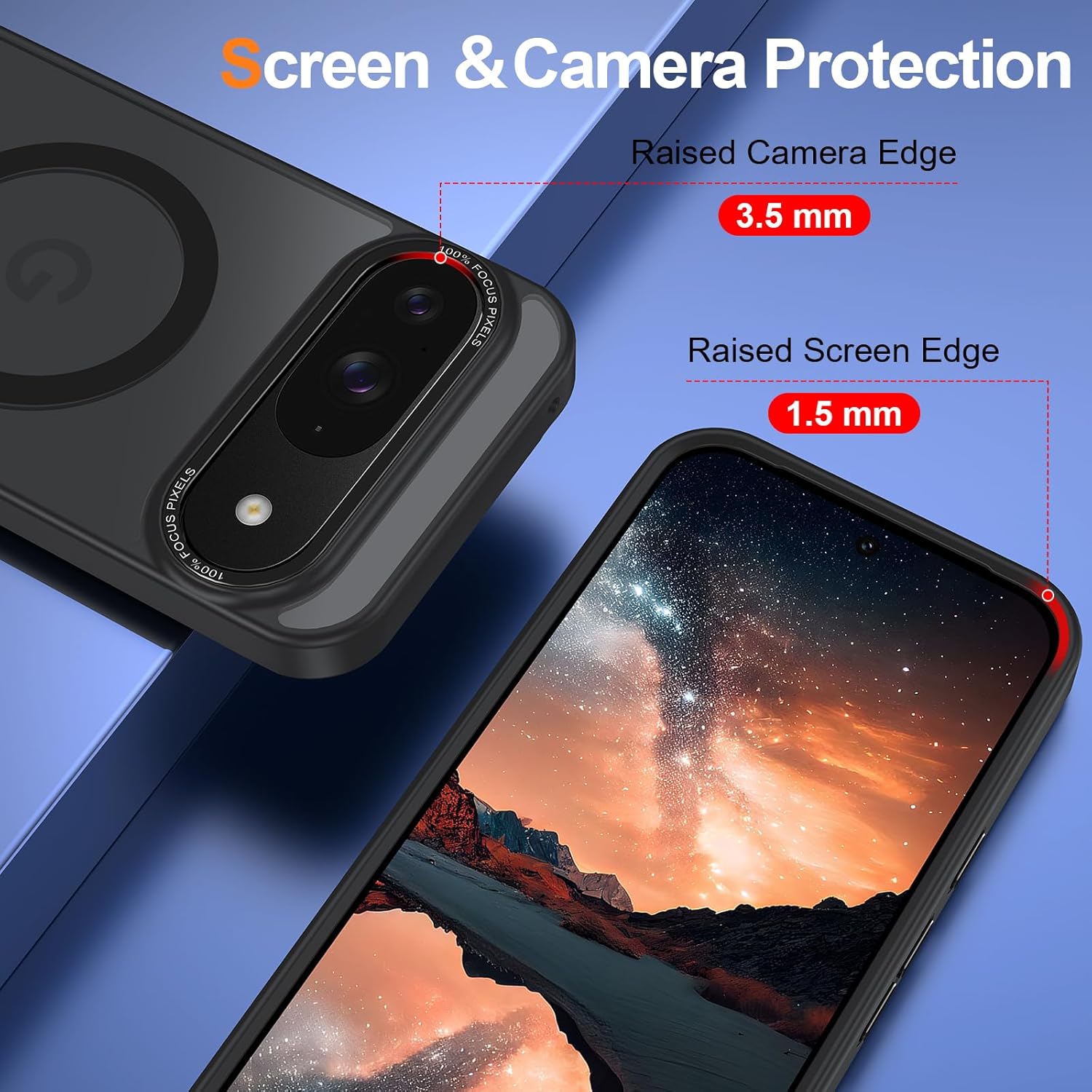 Magnetic for Google Pixel 9/Pixel 9 Pro Case, [Military Grade Drop Protection] [Compatible with MagSafe] Shockproof Slim Translucent Matte Anti-Slip for Women Girls Men Case, Black