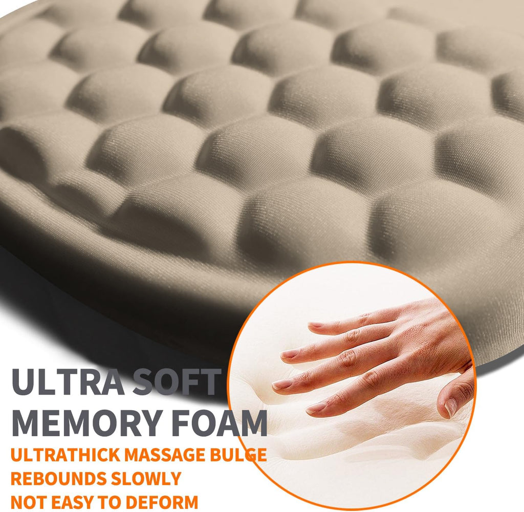 Ergonomic Joint Wrist Support Mouse Pad with Memory Foam Cushion Massage Bump, Carpal Tunnel Pain Relief Mousepad Slope Design for Wrist Rest, 11.8x7.9 in, Apricot