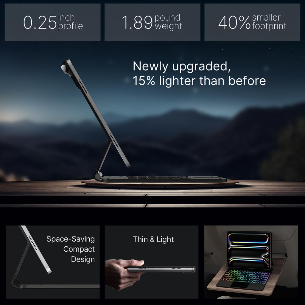typecase Keyboard Case for iPad Pro 13-inch (M4) 2024,Magic Keyboard with 11 Colors Backlight for iPad Pro 13,Keyboard Case with Pencil Holder,Multi-Touch Trackpad,Easy-Set Magnetic Stand,Carbon Fiber