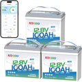 Redodo 12V 100Ah Smart Mini Bluetooth LiFePO4 Battery, Smallest Lithium Battery，Max 1280Wh, 10-Year Lifespan with Up to 15000 Deep Cycles, Upgraded 100A BMS for RV, Marine, Solar, Camping - 3 Pack