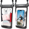 Large Waterproof Phone Pouch, 2Pack Floating Waterproof Bag for iPhone 16 15 14 13 12 Pro Max Galaxy S24 S23 S22 All Phones, Cell Phone Dry Bag for Beach Swimming Rafting Boating (Black + Black)