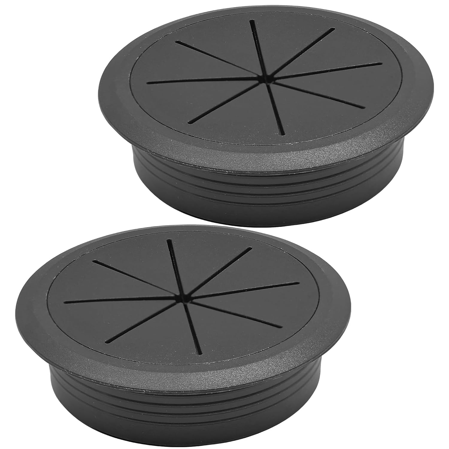 Desk Grommet 2-3/8" (60 mm), Desk Hole Cover for Cables Black, Cable Grommet ABS Plastic, Desk Hole Grommet for Office and Home Table Cable, Detachable & Flexible Cable Cord Organizer-2 Pcs