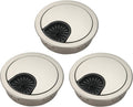 3 Pcs Satin Nickel Metal Cable Grommet, Zinc Alloy Desk Table Grommet Cable Cord Hole Cover for Home and Office, Fits 2inchs Hole 50MM Brushed Silver