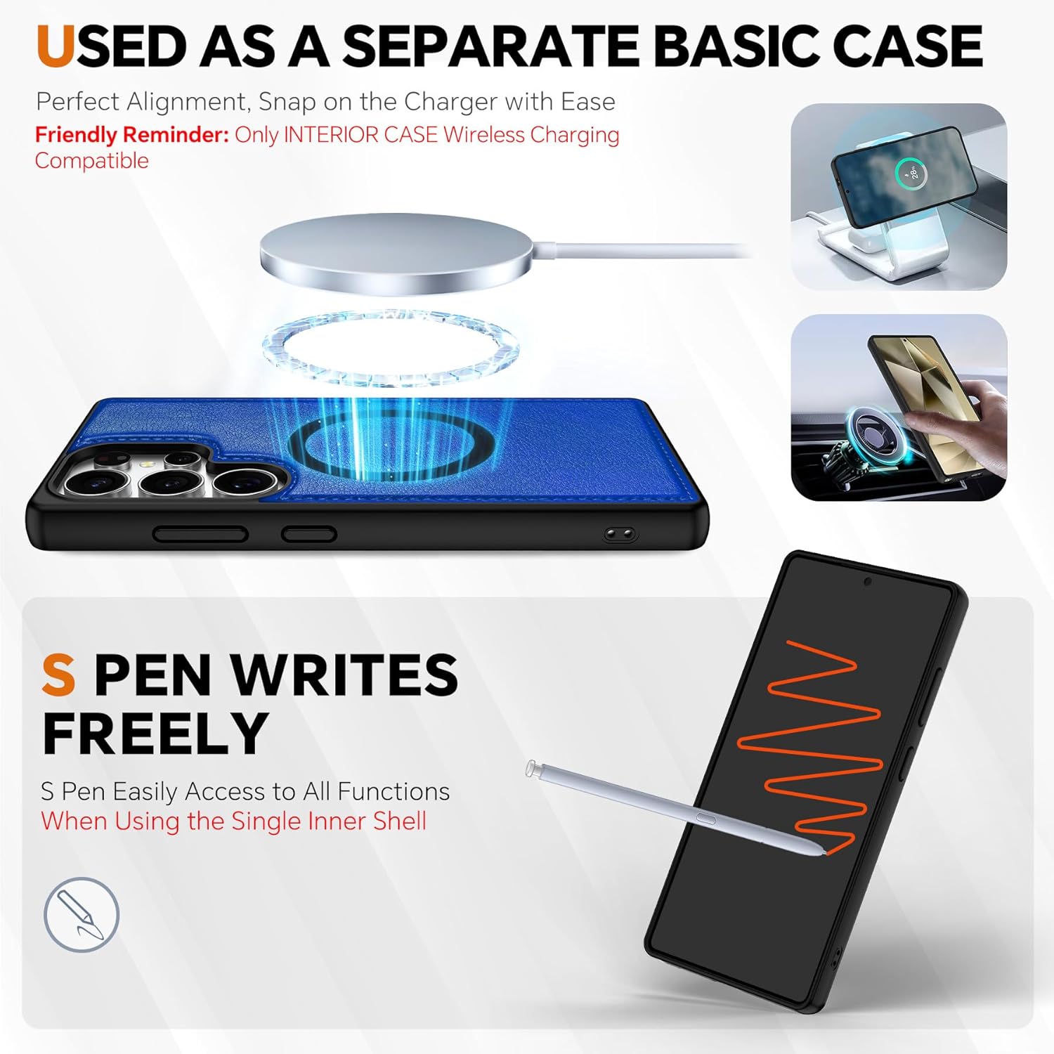 TUCCH Case Wallet for Galaxy S25 Ultra, Removable [2 in 1] [Wireless Charging] Wrist Strap PU Leather Magnetic Stand RFID Blocking [4 Card Slots] Detachable Folio for Galaxy S25 Ultra 6.9", Klein Blue