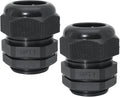 1" NPT Nylon Cable Glands, IP68 Waterproof Adjustable Cord Grip Cable Connector Strain Relief Wire Protectors for 18-25mm Cable Diameter, 2 Pcs, Black