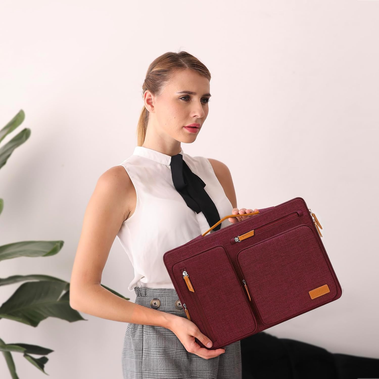 MOSISO 360 Protective Laptop Case 13.3 inch, 13-13.3 inch Laptop Sleeve Compatible with MacBook Air/Pro 13 / Pro 14,HP Dell Acer ASUS,Side Open Carrying Case with 4 Zipper Pockets&Handle, Wine Red