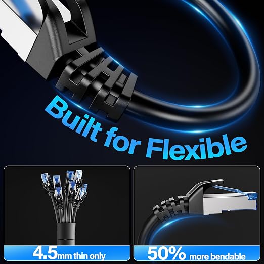 Cat6A Ethernet Cable Shielded 10Gbps 25 ft, Slim Shielded Ethernet Cable Cat 6 - Image 4