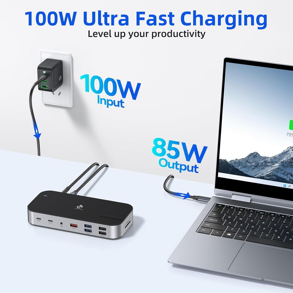 Laptop Docking Station,16 in 1 Docking Station USB C Docking Triple Monitor,USB C Dock Station with 3 HDMI,PD 100W, USB 3.1/3.0/2.0,RJ 45 Ethernet,SD/TF,Audio for Dell/HP/Lenovo