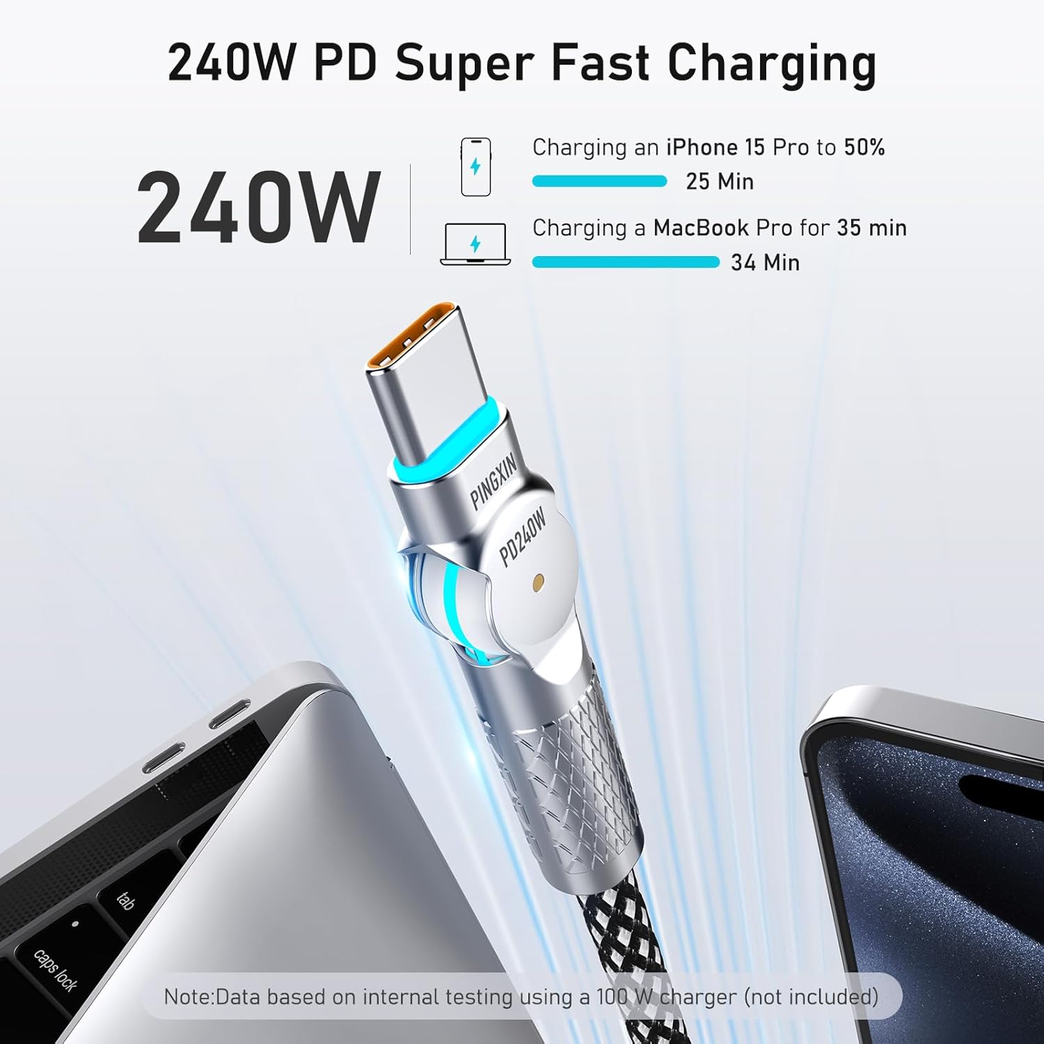 USB C to USB C Cable10ft,240W 2-Pack Braided 180°Rotating Type C Charging CableFast Charge for iPhone 16/16Pro/16Plus/16ProMax,MacBook Air,iPad Pro,Pixel,Samsung Galaxy S23/S24 Ultra-Black
