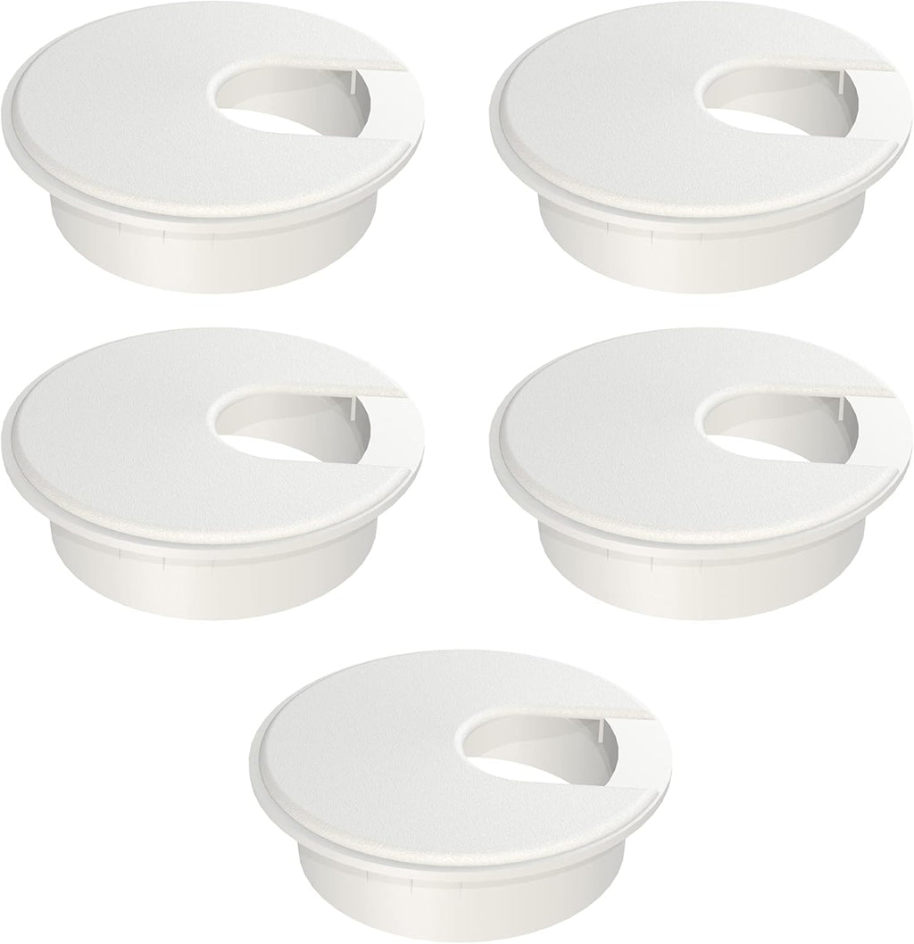 MAHDPRO Desk Grommet White 2 Inch (50 mm) Pack of 5-ABS Plastic Desk Cord Hole Cover to Arrange Cables & Wires Through Computer Table/Countertops
