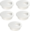 MAHDPRO Desk Grommet White 2 Inch (50 mm) Pack of 5-ABS Plastic Desk Cord Hole Cover to Arrange Cables & Wires Through Computer Table/Countertops