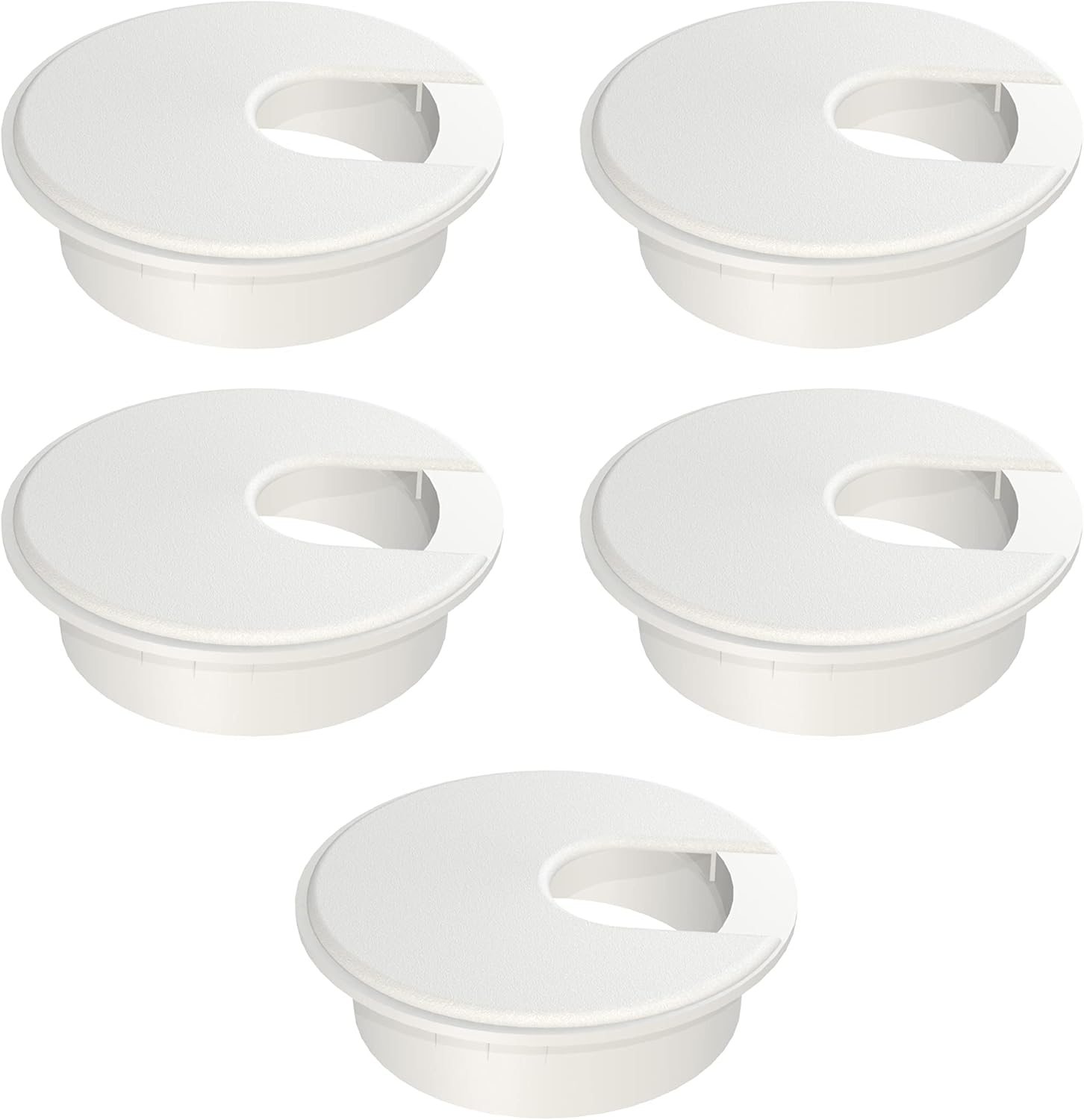 MAHDPRO Desk Grommet White 2 Inch (50 mm) Pack of 5-ABS Plastic Desk Cord Hole Cover to Arrange Cables & Wires Through Computer Table/Countertops
