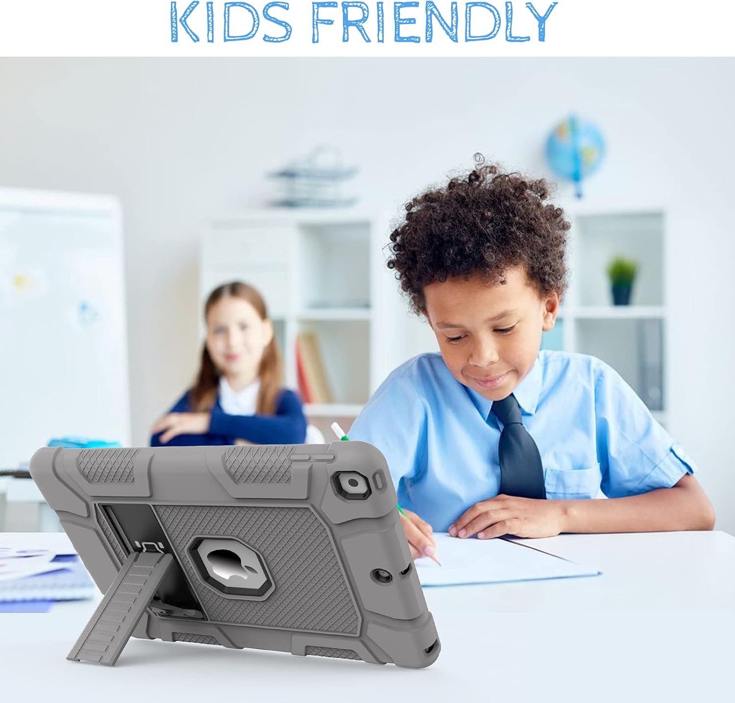 Rantice iPad Case, Hybrid Shockproof Rugged Drop Protection Cover with Kickstand for 10.2'' iPad (2021/2020/2019) (Gray+Black)