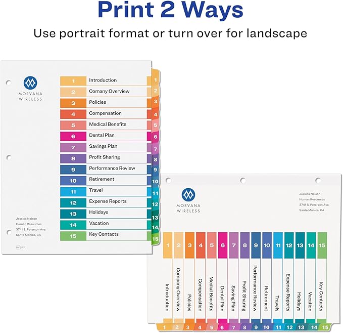 Avery 15 Tab Dividers for 3 Ring Binders, Customizable Table of Contents - Image 3