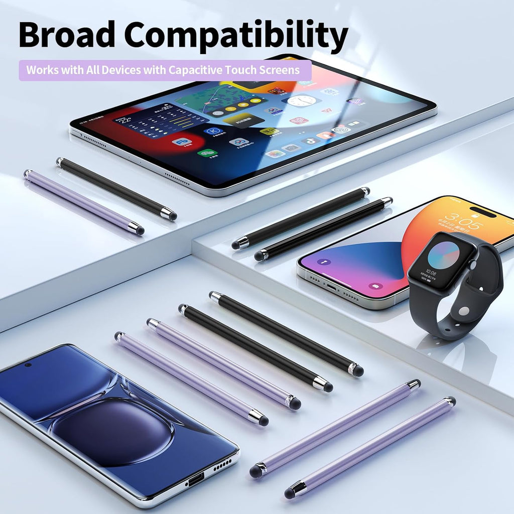 10 PCS Stylus,Stylus Pen for Touchscreen,Stylus 2-in-1 High Sensitivity & Precision Suitable for All Touch Screens of iPhone/ipad/Android Tablets(10 Stylus Pen Purple/Black + 20 Tips)