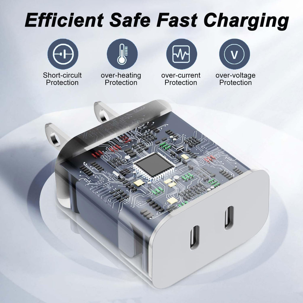 for iPhone Fast Charger,Dual Port USB C iPhone Charger Fast Charging Block,Super Fast Apple Double Type C Wall Charger,2Pack 10FT Quick USB C Lightning Cable for iPhone 14 Pro Max/13/12 MiNi/11/XS/XR