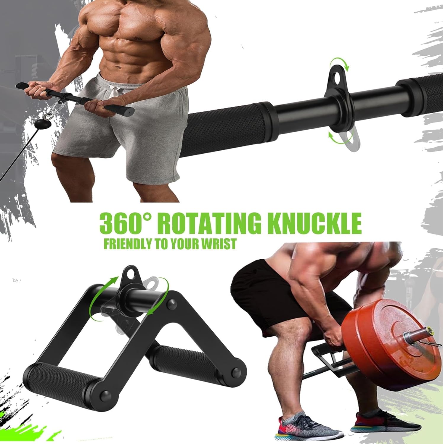 Cable Machine Attachment，LAT Pulldown Attachments Upgraded 1.3 Inch Comfort Grip Cable Attachments for Gym, Triceps Rope Bar,V Bar ,Double D Bar,Homr Gym Accessories