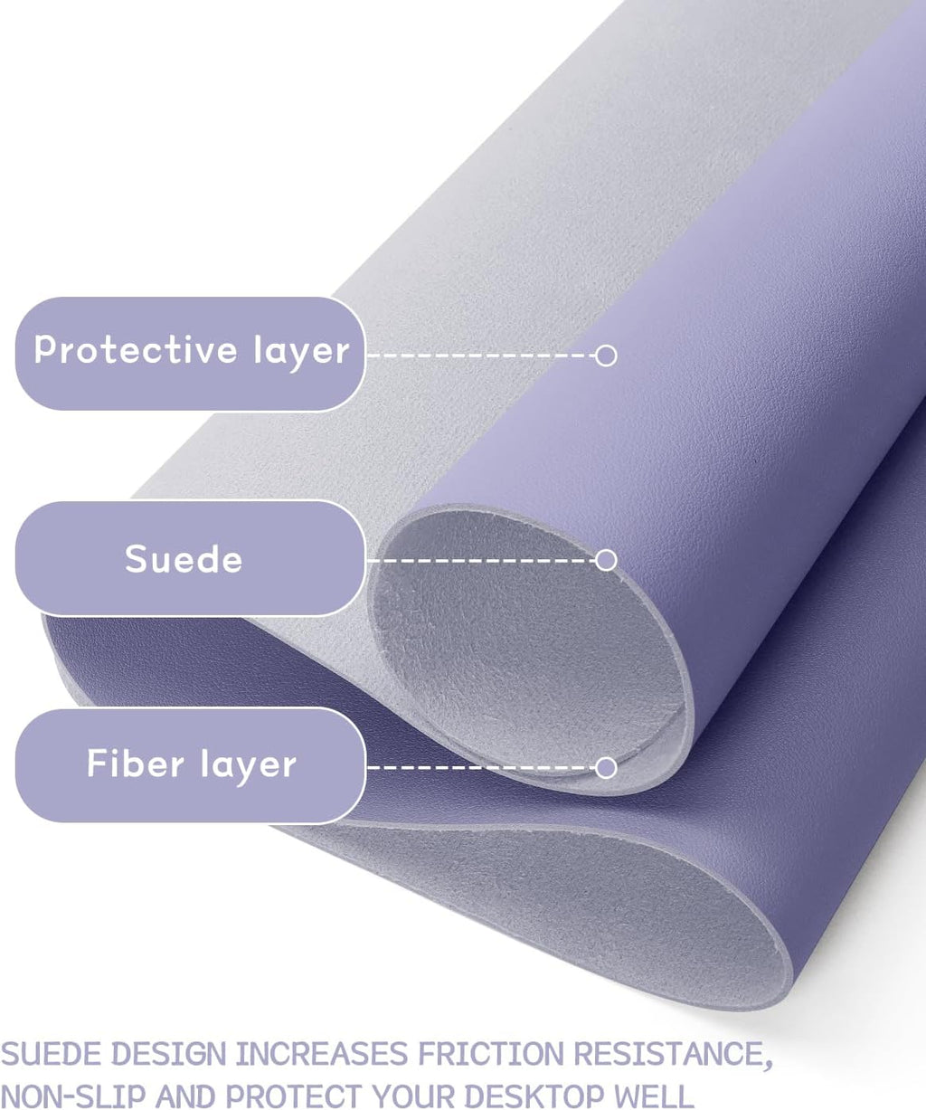 YSAGi Non-Slip Leather Desk Pad, Waterproof Laptop Computer Desk Keyboard Mat, Table Protector Blotter Mat, Large Mouse Pad for Office/Work/Home/Decor(Lavender, 23.6" x 13.7")