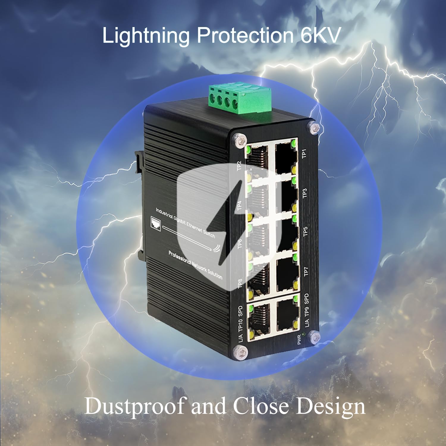 10-Port Gigabit Ethernet Switch,Industrial Design with Rugged Metal Case, Plug and Play, Full-Duplex Fast Ethernet Connectivity, Unmanaged Gigabit Switch, Compact Mini Size, Din-Rail or Wall Mount