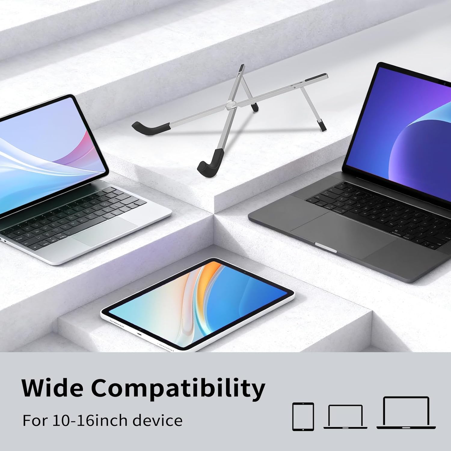 Protable Laptop Stand for Desk,Foldable Laptop Riser Holder,Ventilated Cooling Notebook Mount Computer Stand for 10-15.6” Laptops,Tablets，Aluminum