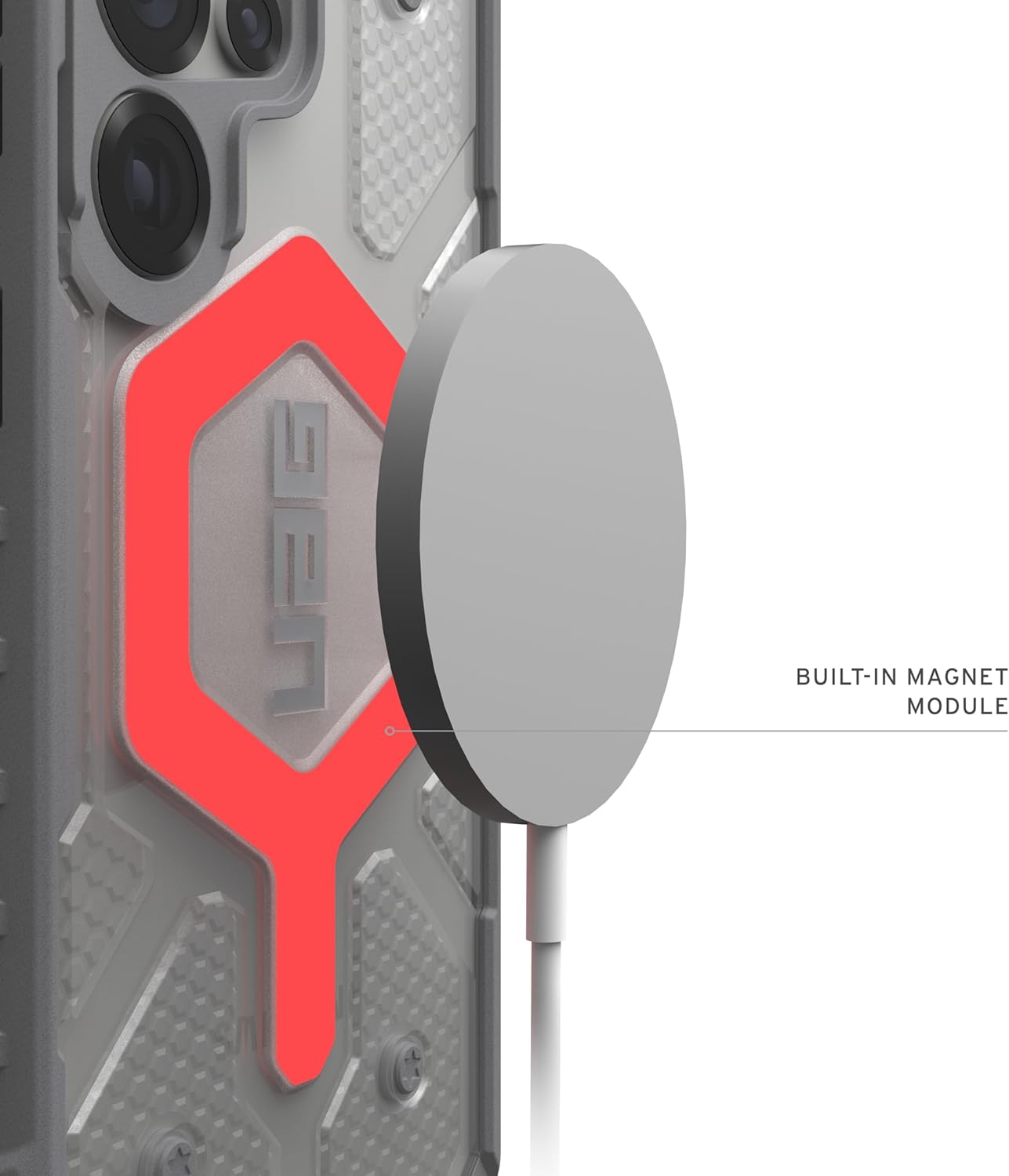 URBAN ARMOR GEAR UAG Designed for Samsung Galaxy S25 Ultra Case 6.9" Pathfinder Clear Bundle with Wrist Lanyard - Compatible with Magnetic Charging Luminous Glow in The Dark Cover, Active Lava