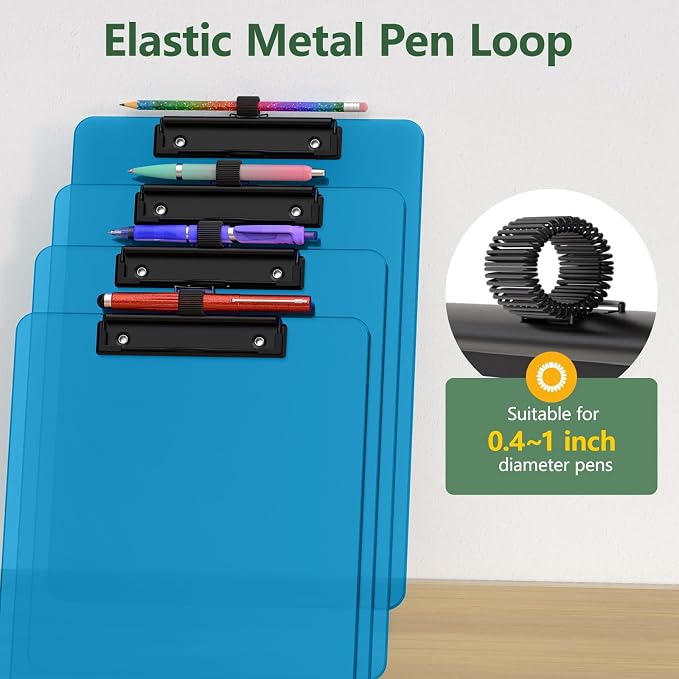 Blue Clipboard with Pen Holder, 8.5 x 11 Clip Boards | Black Low Profile Clip - Image 3