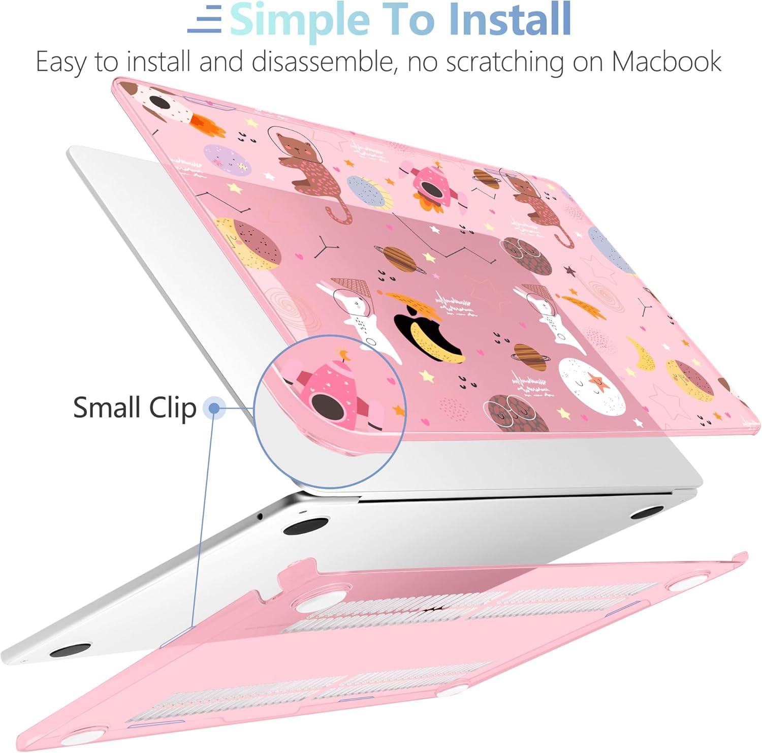 MEEgoodo for M4/M3/M2 MacBook Air 15.3 inch Case 2025 2024 2023, Case Fit Model (A3241/A3114/A2941) for MacBook Air 15 inch, Laptop Hard Shell with Keyboard Cover, Space & Animals