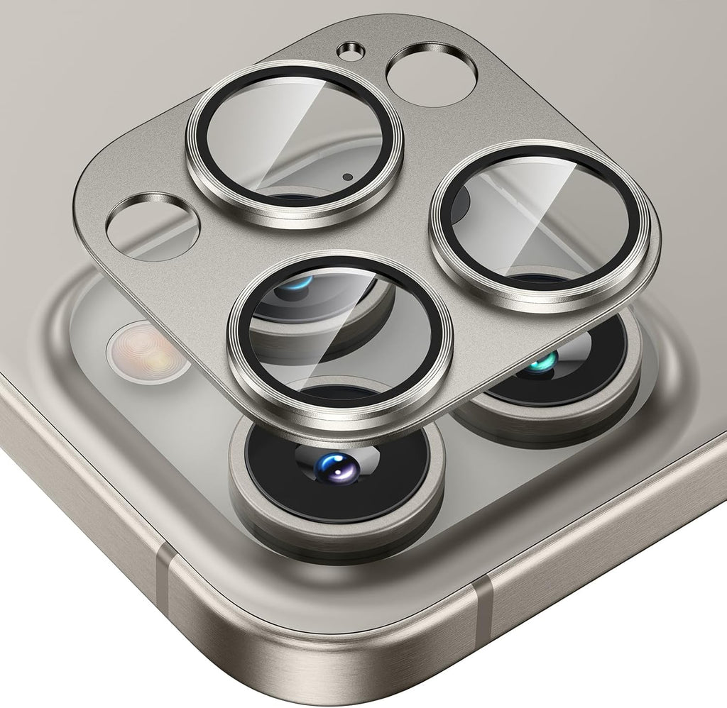 Tensea for iPhone 16 Pro/iPhone 16 Pro Max/iPhone 15 Pro/iPhone 15 Pro Max Camera Lens Protector, Metal Aluminum Alloy Tempered Glass Cover Camera Screen Protector Accessories, Case Friendly