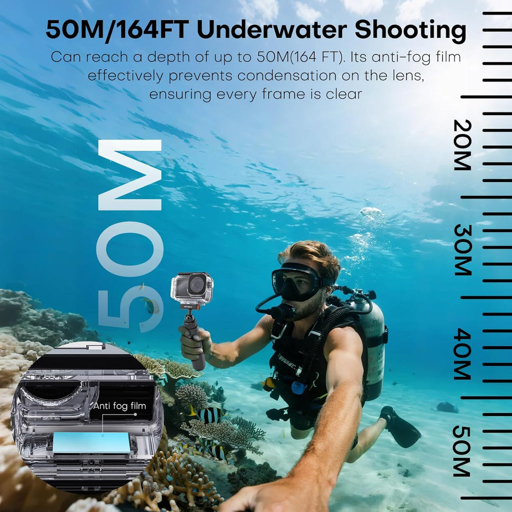 REYGEAK Waterproof Case for DJI Osmo Action 5Pro/4/3,164FT/50M Underwater Protective Housing Dive Kit,Diving Housing Cover Shell with Magnetic Quick Release Interface.