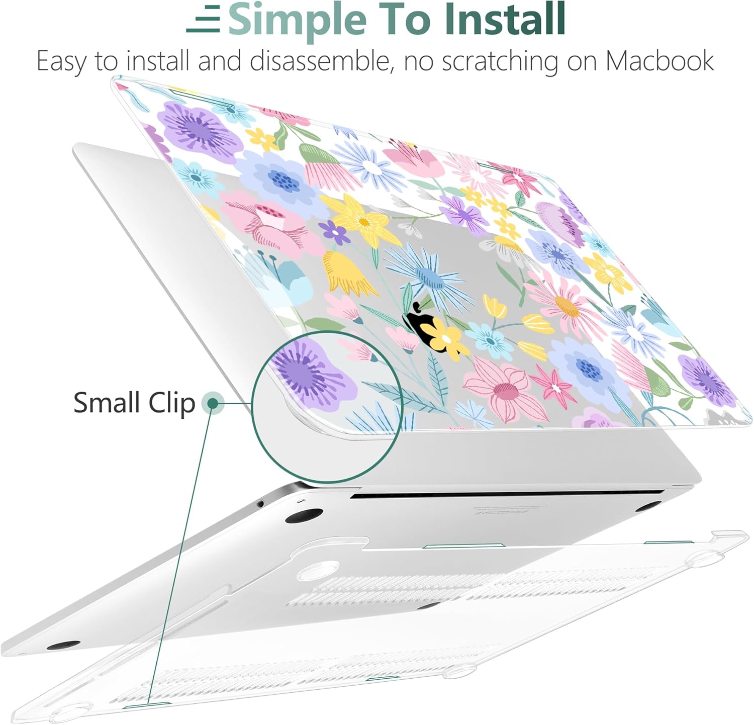 TWOLSKOO Compatible with MacBook Pro 13 inch Case 2023-2016 A2338 M2/M1 A2251 A2289 A2159 A1989 A1706, Plastic Hard Shell Cover & Keyboard Skin & Screen Protector, Spring Blooms