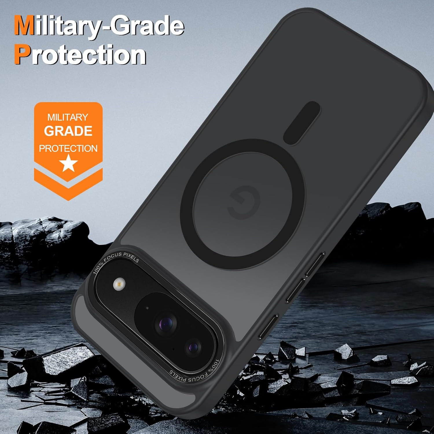 Magnetic for Google Pixel 9/Pixel 9 Pro Case, [Military Grade Drop Protection] [Compatible with MagSafe] Shockproof Slim Translucent Matte Anti-Slip for Women Girls Men Case, Black