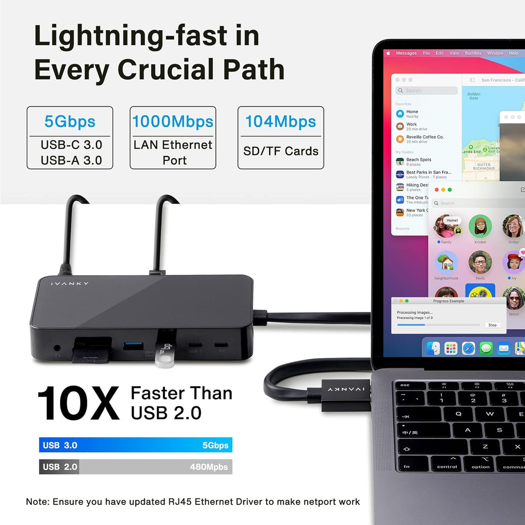 iVANKY FusionDock 1 M4 MacBook Pro Docking Station with 150W Power Adapter, 12-in-2 Dual 4K@60Hz Monitor Dock for MacBook M1/M2/M3 Pro/Max Display Dock 2HDMI 2.0, 96W PD, 6 USB, Ethernet SD/TF Audio