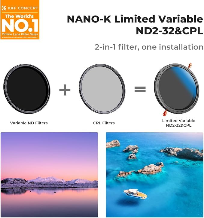 K&F CONCEPT 82mm Variable ND2-32 & Circular Polarizing Lens Filter in 1 - Image 2