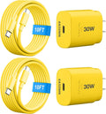 30W USB C i Phone 16 15 Charger Fast Charging, 2PACK Wall Charger for iPhone 16 15 Pro Max Charger Cord 10FT Fast Type C Charger Block for iPhone 16/16 Pro/15 Plus/15 Pro/15 Pro Max, iPad Pro, Yellow