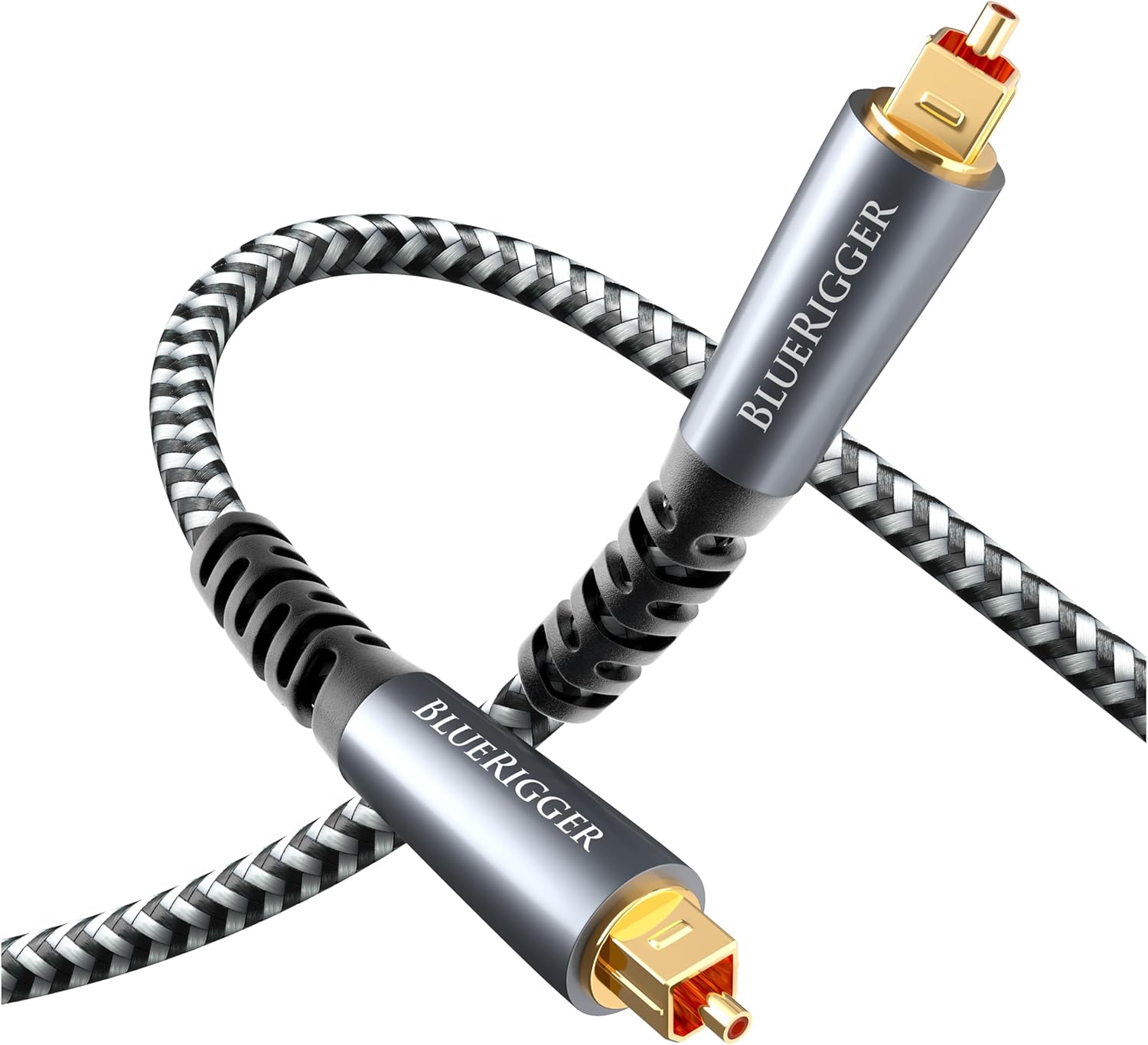 BlueRigger Digital Optical Audio Cable (6FT, Toslink Cable for Soundbar, Braided Fiber Optic, S/PDIF, Metal Shell) - Compatible with HomeTheatre, TV, Game Console (PS4, Xbox), DVR