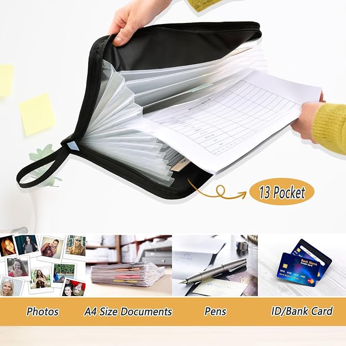 Expanding File Folder Pink Bow Blue Pattern Accordion File Organizer 13 Pockets - Image 3
