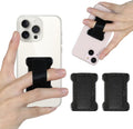 Phone Grip Finger Strap Holder, Phone Gripper for Back of Phone Grip Phone Finger Holder Suitable for iPhone Samsung and Most Smartphones - 2Pack(PU Black)