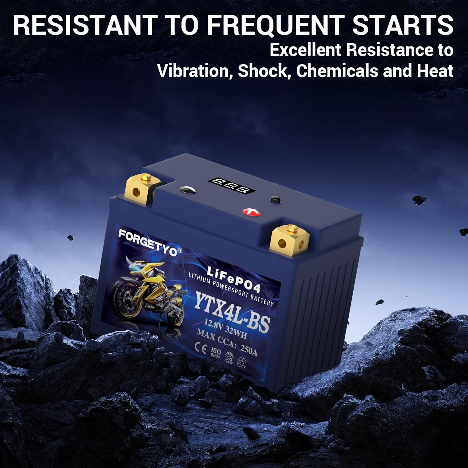YTX4L-BS Lithium Motorcycle Battery, ATV Battery 12V 2.5AH 250CCA Compatible with Scooter, Snowmobile, Jet Ski, Scooter, PWC & More