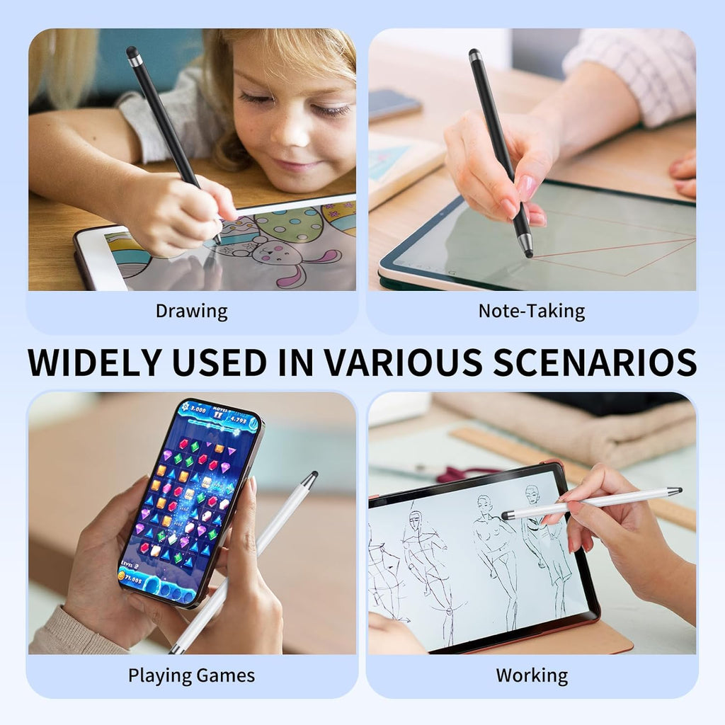 Stylus (10Pcs), Stylus Pen for Touchscreen, High Precision and Sensitivity Stylus Pen for iPad/iPhone/Samsung/Android Smartphone and Tablets, Compatible with All Capacitive Touch Screen (White)