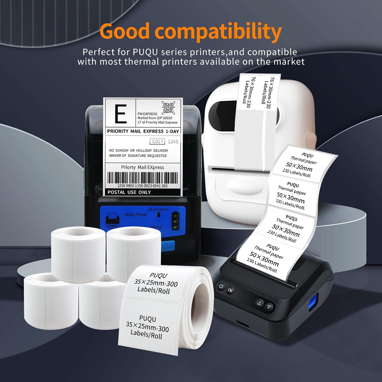 PUQU 30x20mm Direct Thermal Sticker Labels, Self-Adhesive All-Purpose Label Maker Tape, Compatible with AQ Series Label Printer, Refills Standard Laminated Office Labeling, 1 Roll of 320 Labels