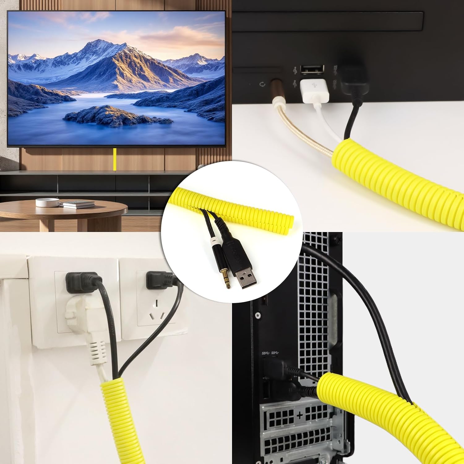 Split Wire Loom Tubing, 10,25ft Cord Protectors from Pets No Chew, Flexible Wire Covers Cord Protectors, Protective Split Cable Sleeve for Automotive Home Industrial Wires(Yellow, 0.98inch-10ft)