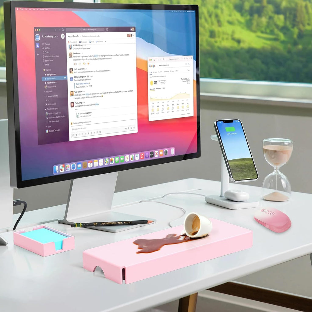 WINFFOR Acrylic Keyboard Cover Protector - Mechanical Keyboard Dust Cover Computer Keyboard Cover Keyboard Protector Fits 17'' Keyboard (Lightpink)