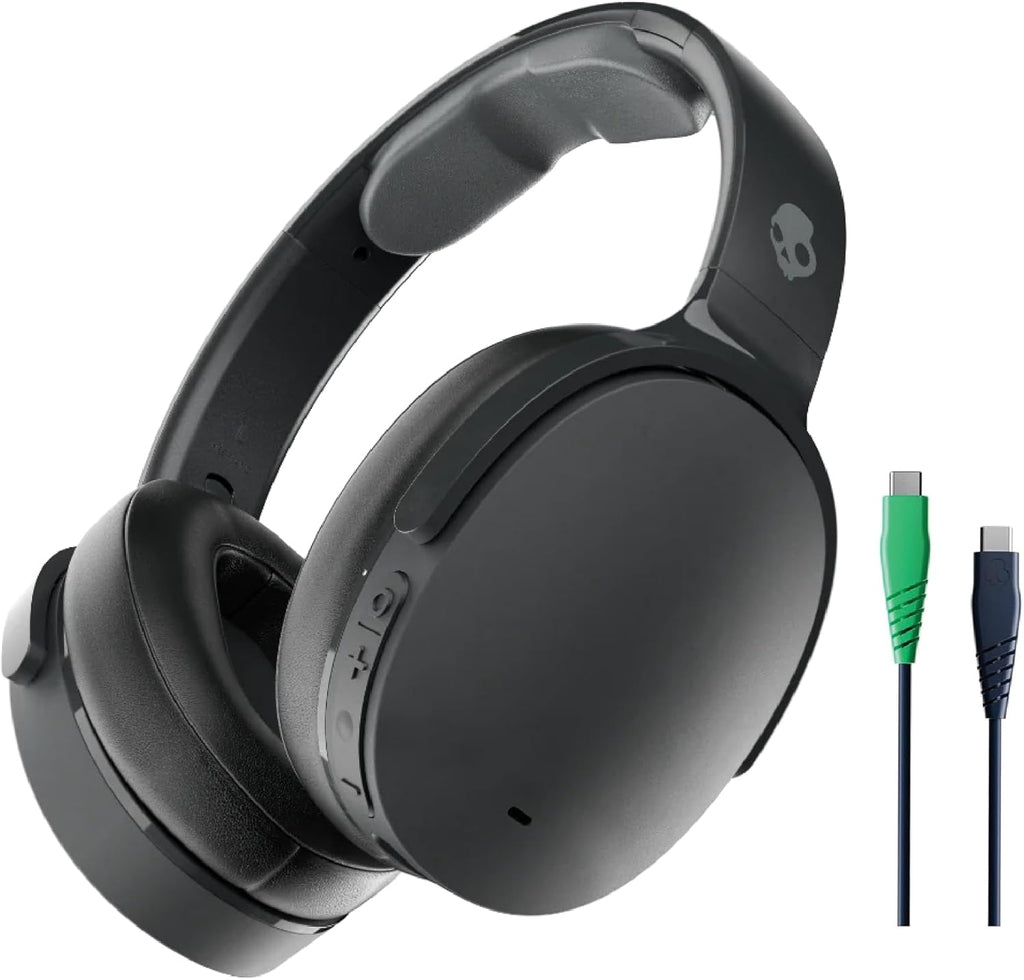Skullcandy Hesh ANC Wireless Over-Ear Bluetooth Headphones with Charging Cable, Active Noise Cancelling, Up to 22 Hrs Battery, Foldable Lightweight Design, Microphone for iPhone Android - True Black