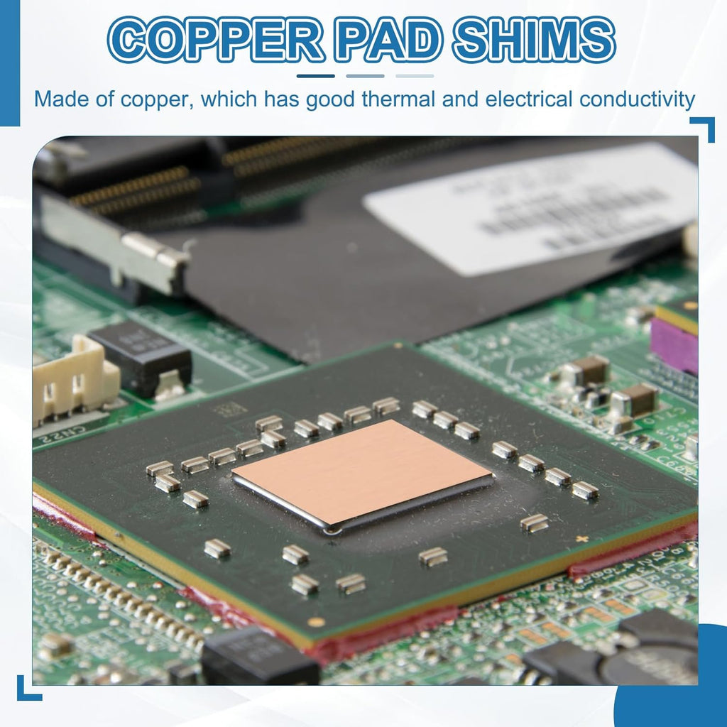 PATIKIL Copper Heatsink Pad Shims, 24 Pcs 20x20x0.5mm Copper Pad Shim IC Chipset GPU CPU Thermal Heatsink for Cooling Laptop Desktop Computer